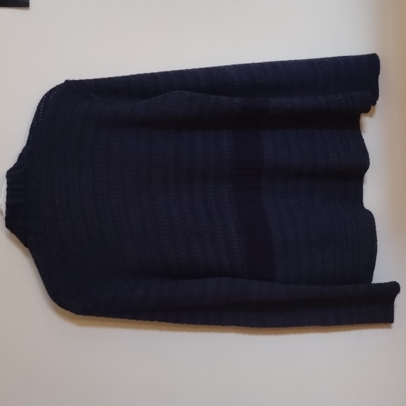 NAVY CARDIGAN,NO FRONT CLOSURE,LOVELY KNIT, LG.BLUE STRIPE 3/4 DOWN BACK    SZ S - Picture 4 of 8